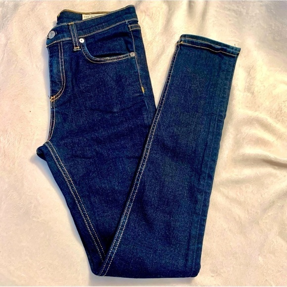 NEW Rag & Bone Jeans Sz 25 Harrow 10” Skinny 98% Cotton Dark Blue Denim - Picture 2 of 16